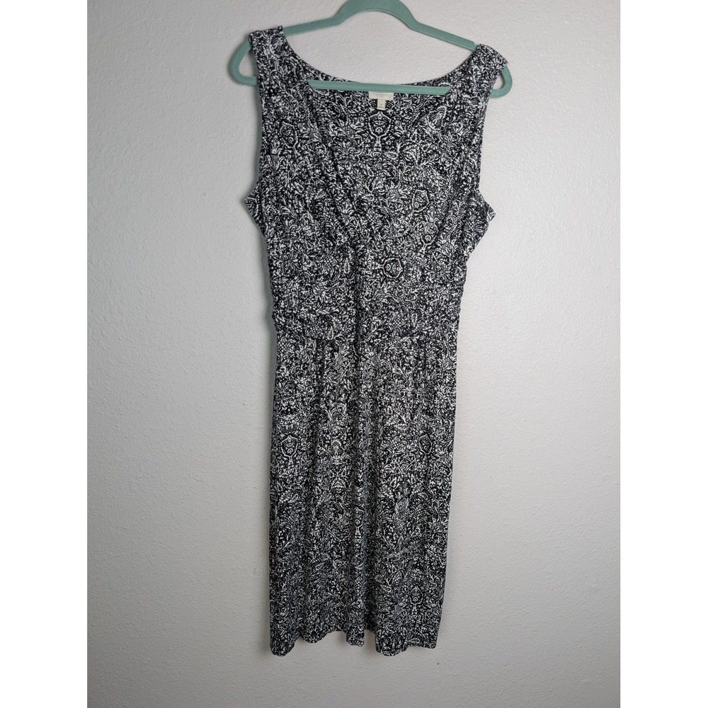 Talbots‎ Dress Womens M Black Long Maxi Tank Scoop Neck Pullover Paisley Stretch